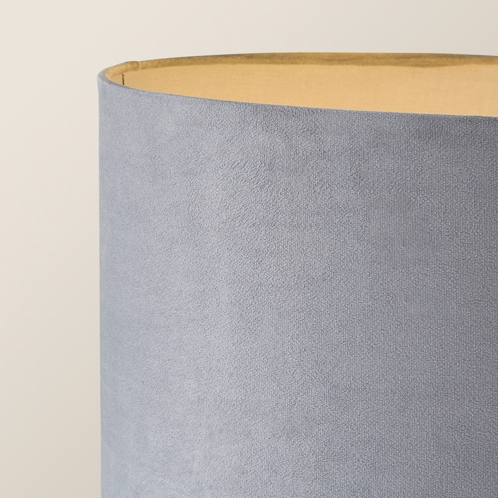 ValueLights Marissa Reni Grey Velvet Shade and Chrome Ball LED Floor Lamp Image 3