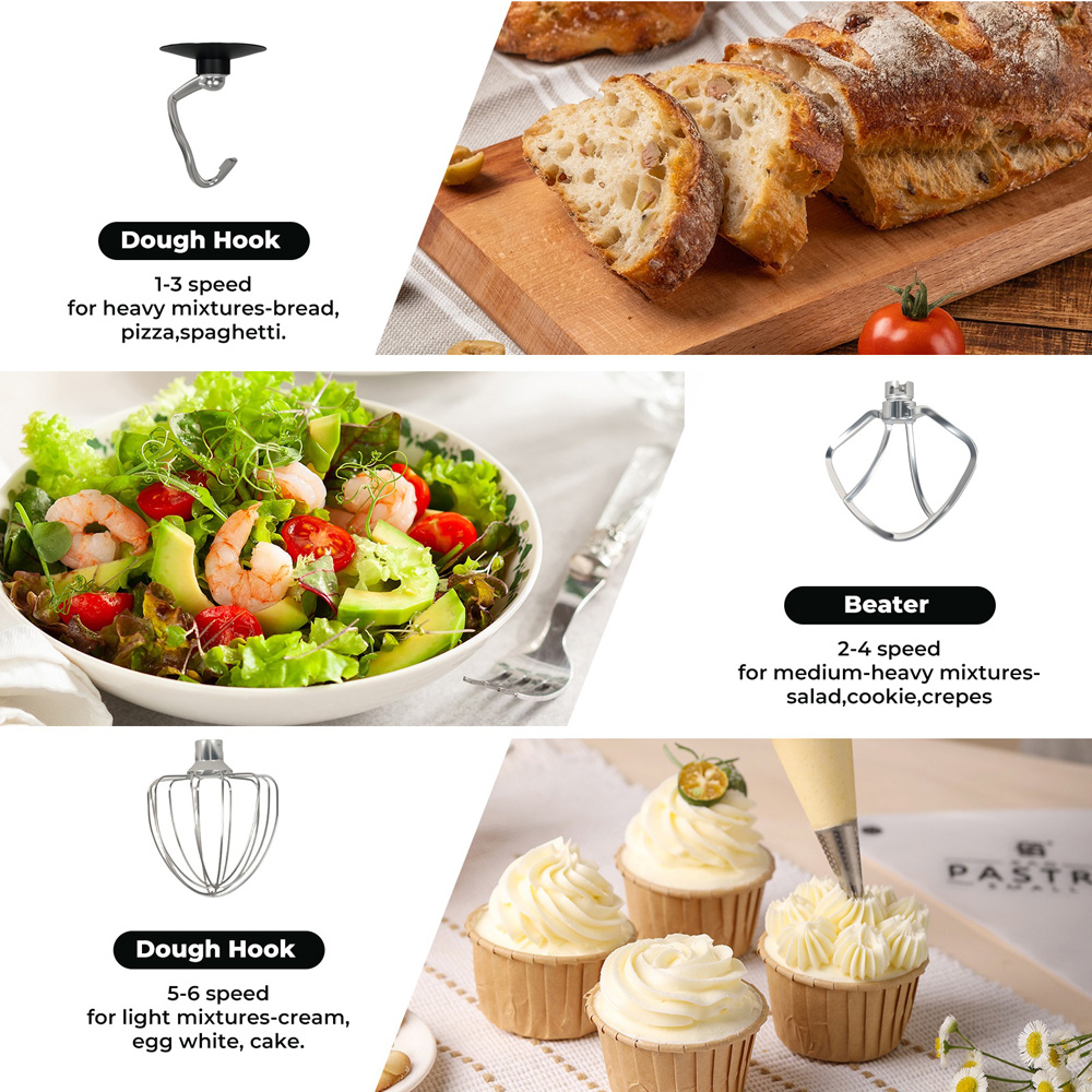 Spector MIX1002-6.2L-UK Stainless Steel Mixing Bowl Electric Stand Mixer 6.2L 1400W Image 7