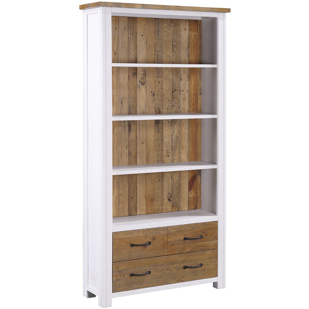 Baumhaus Splash of White 3 Drawer 4 Shelf White Large Open Bookcase Image 2