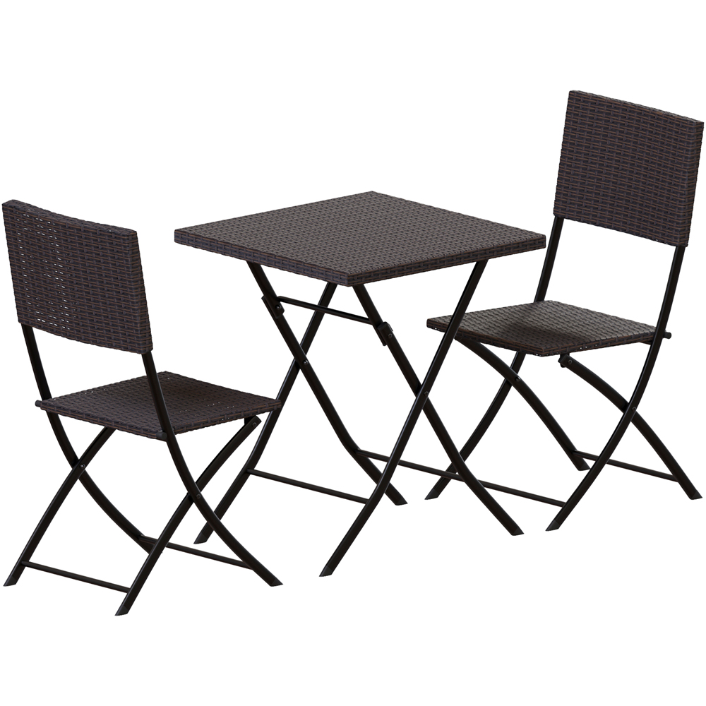 GARDEN VIDA Capri Rattan Effect 2 Seater Bistro Set Brown Image 2