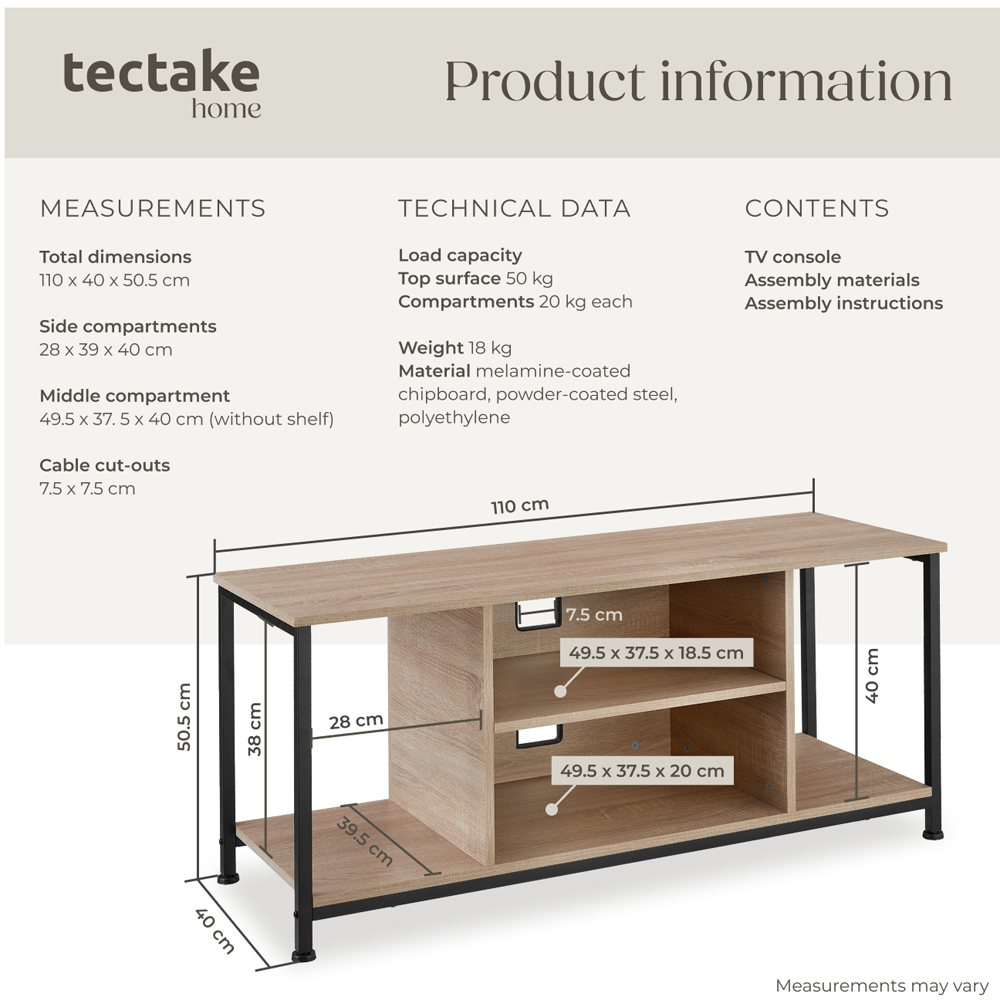 Tectake 4 Shelf Sonoma Oak TV Stand Image 9