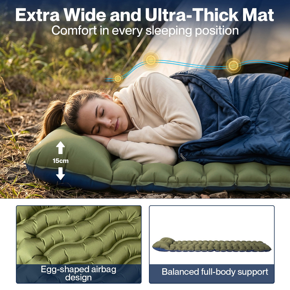 Mountview Ultralight Inflatable Camping Sleeping Pad with Built-In Pump Image 5