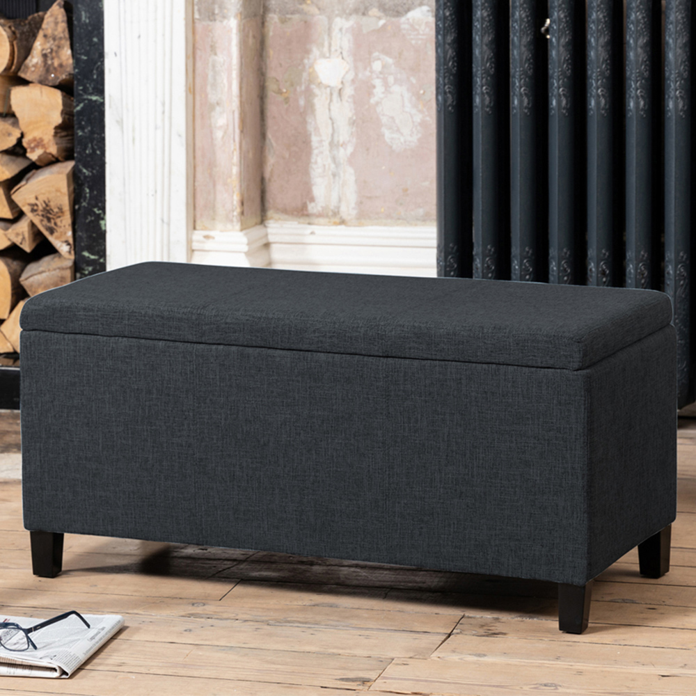 Artemis Home Henbury Black Fabric Storage Ottoman Image 1