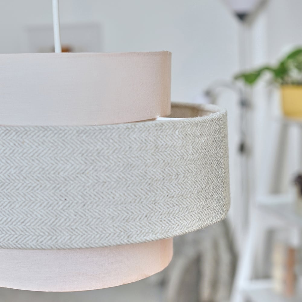 ValueLights Weaver Pink and Grey Herringbone Ceiling Lamp Shade Image 4