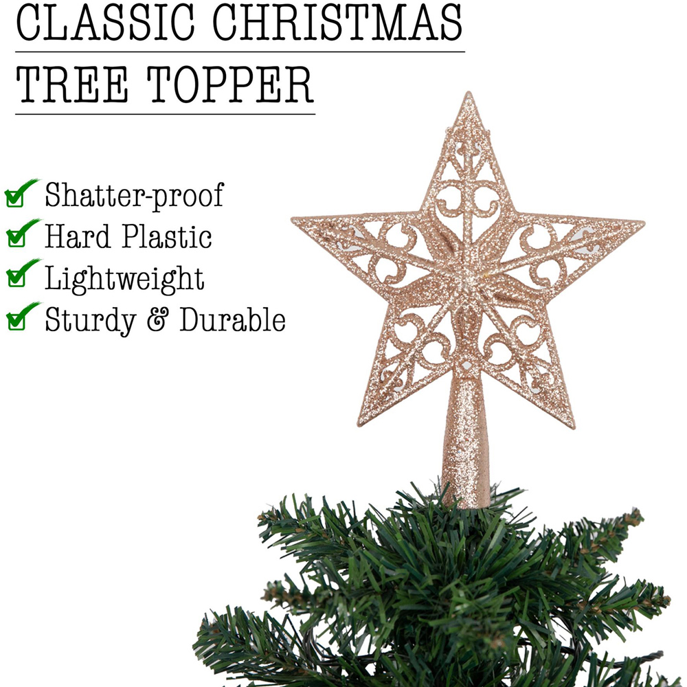 Shatchi Rose Gold Glitter Star Tree Topper Image 4