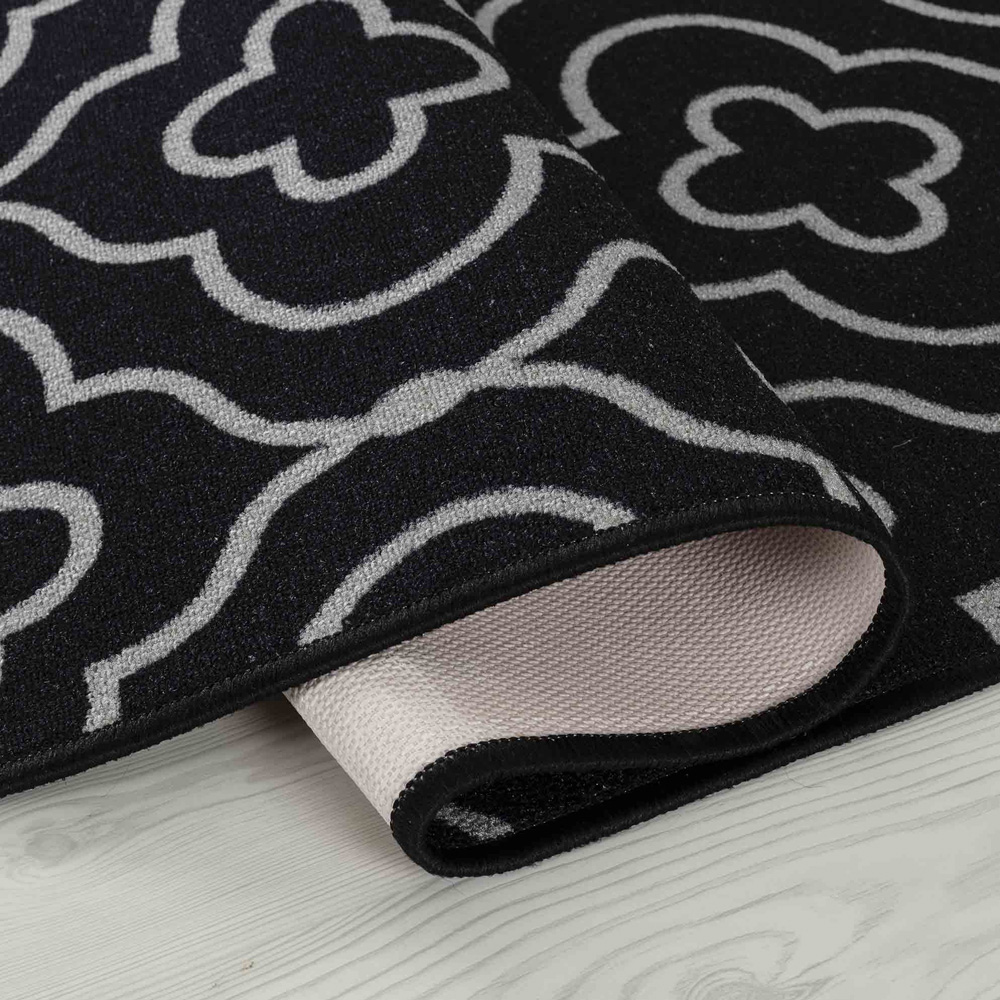 Desire Rugs Havana Black Quatrefoil Anti Slip Door Mat 220 x 160cm Image 3