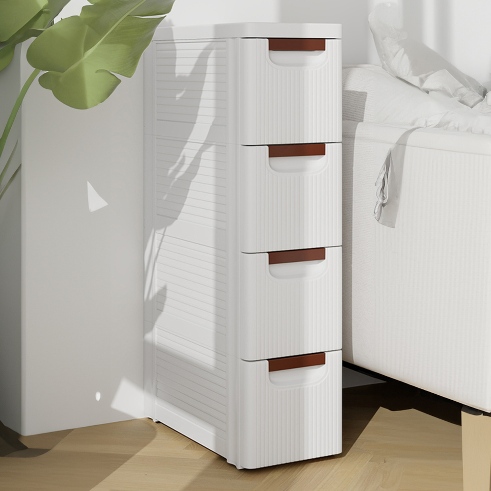 Costway 4 Drawer White Narrow Storage Cabinet Image 1