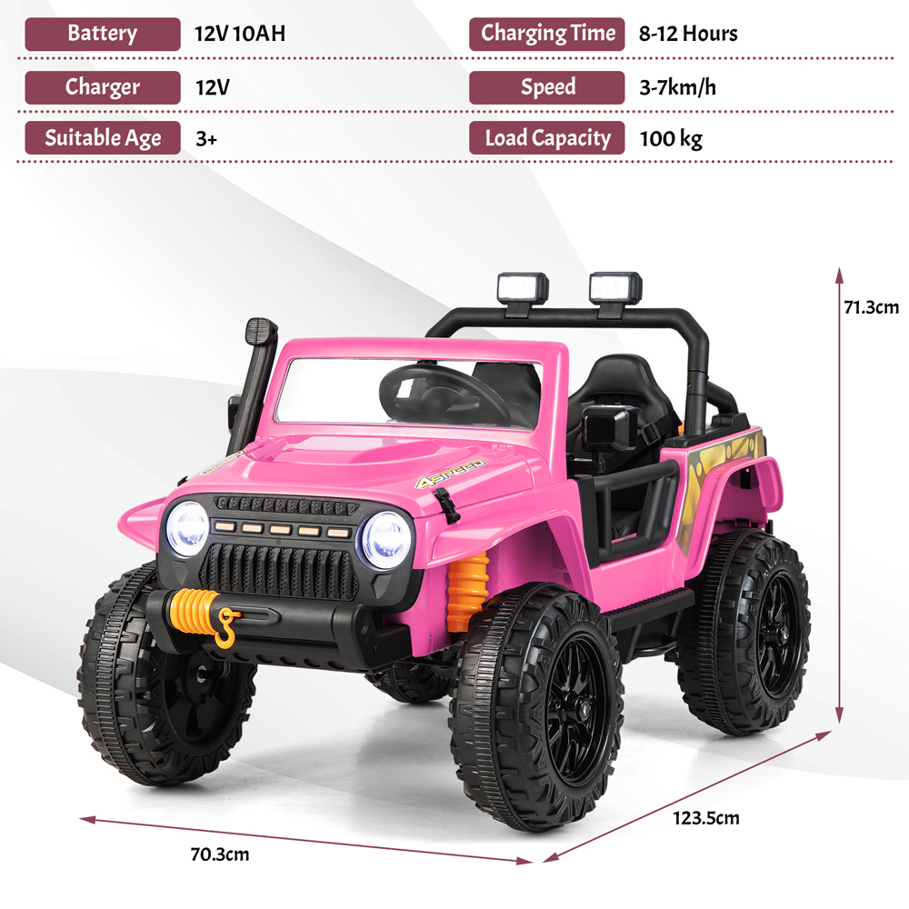 Costway Pink Kids Electric Ride On Car with Music and LED Light Image 9