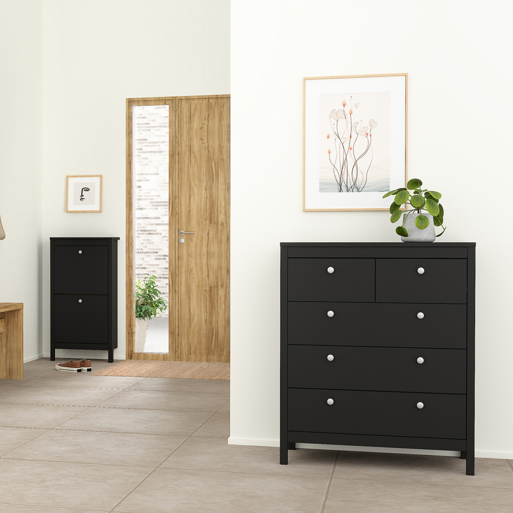 Florence Madrid 5 Drawer Matt Black Chest of Drawers Image 5