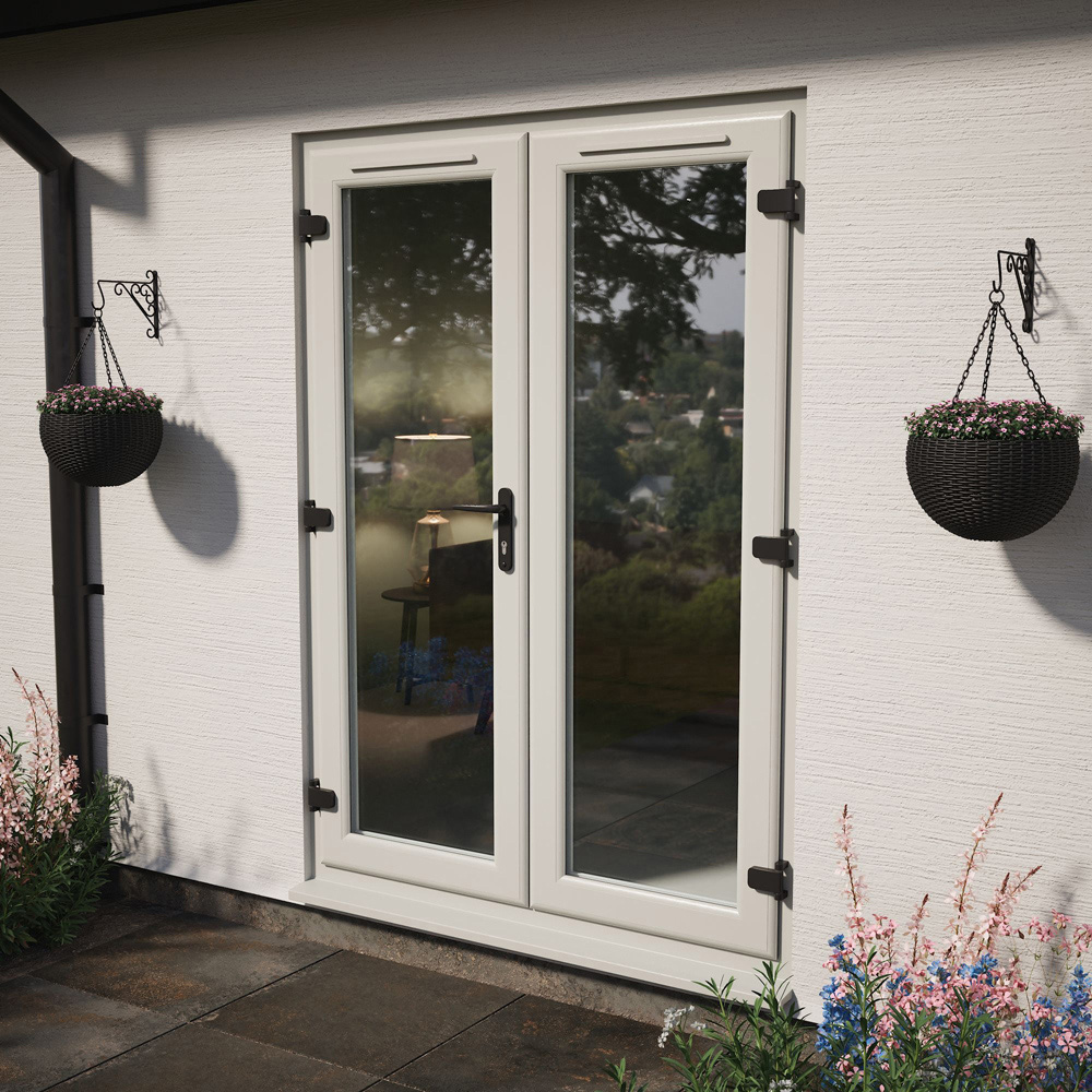 Crystal Agate and White LH Master Clear Glass uPVC Double Glazed French Door 1590 x 2055mm Image 2