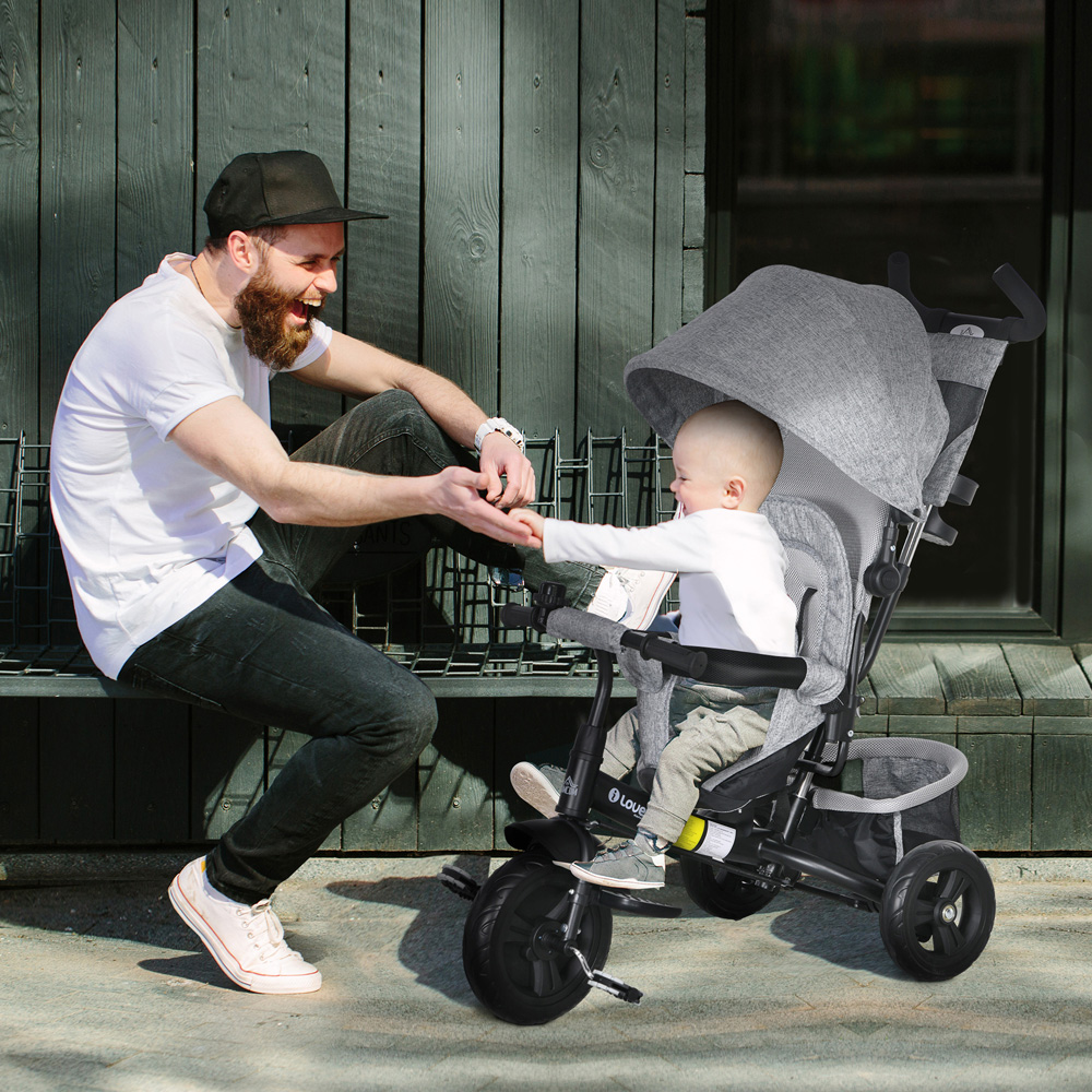 Tommy Toys Grey 6 in 1 Kids Trike with Parent Handle Green Image 2