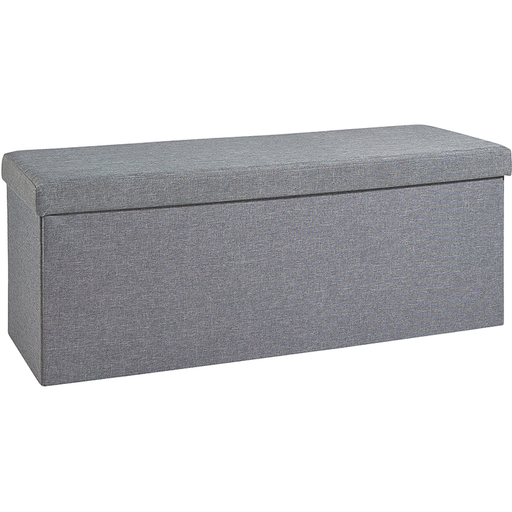 Home Source Sofia Grey Extra Large Folding Ottoman Storage Box Image 2