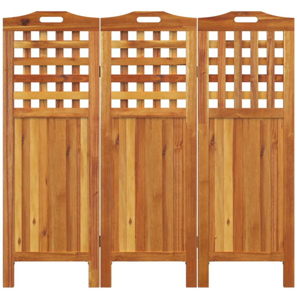 vidaXL Brown Wooden 3 Panel Room Divider 121.5 x 2 x 115cm Image 4