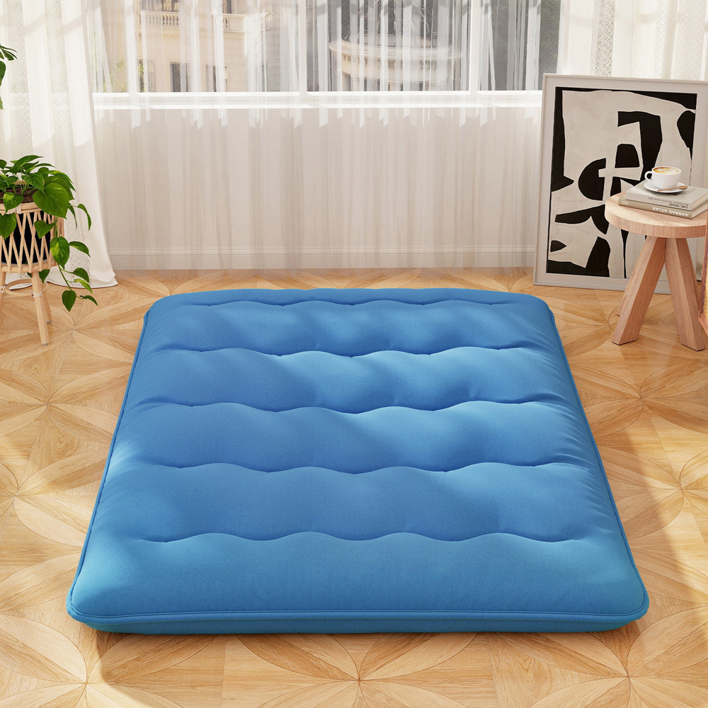 Costway Double Size Blue Japanese Floor Mattress with Cover and Carry Bag Image 2