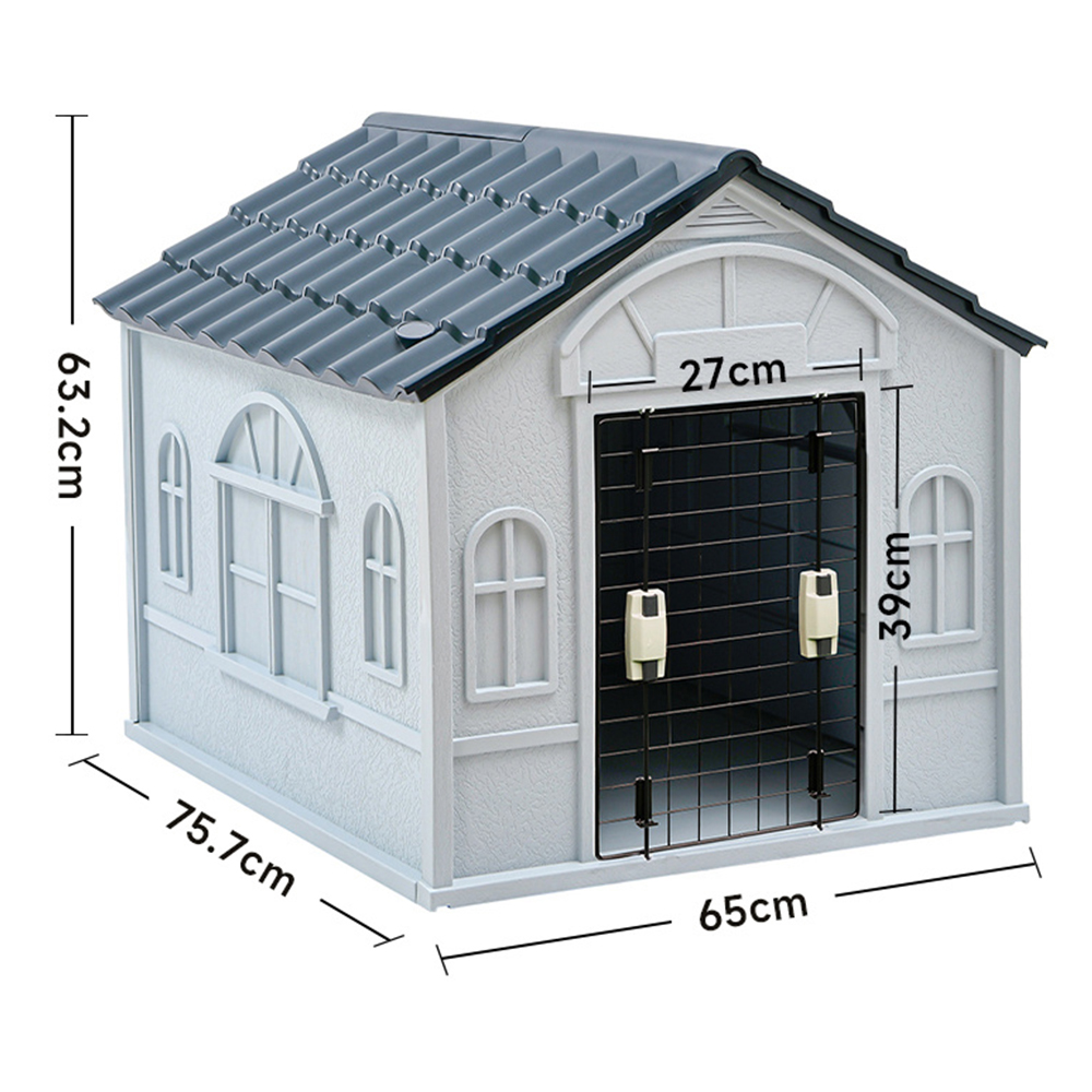 H&O Direct Blue Plastic Dog Kennel with Steel Door Image 3