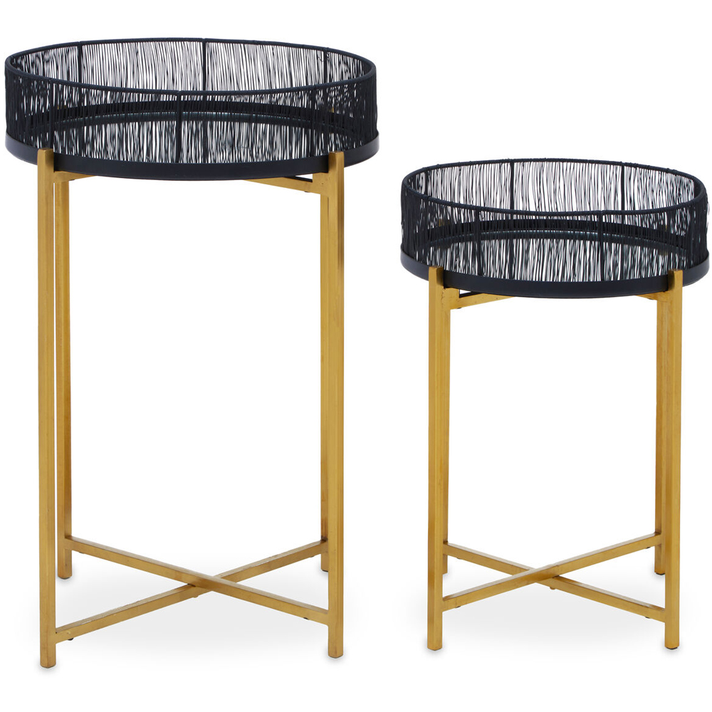 Premier Housewares Enzo Black and Gold Nest of Table Set of 2 Image 2
