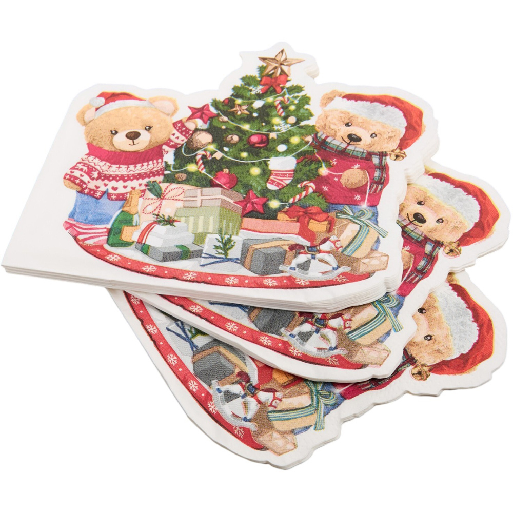 Pack of 12 Christmas Bear Paper Napkins Image 3