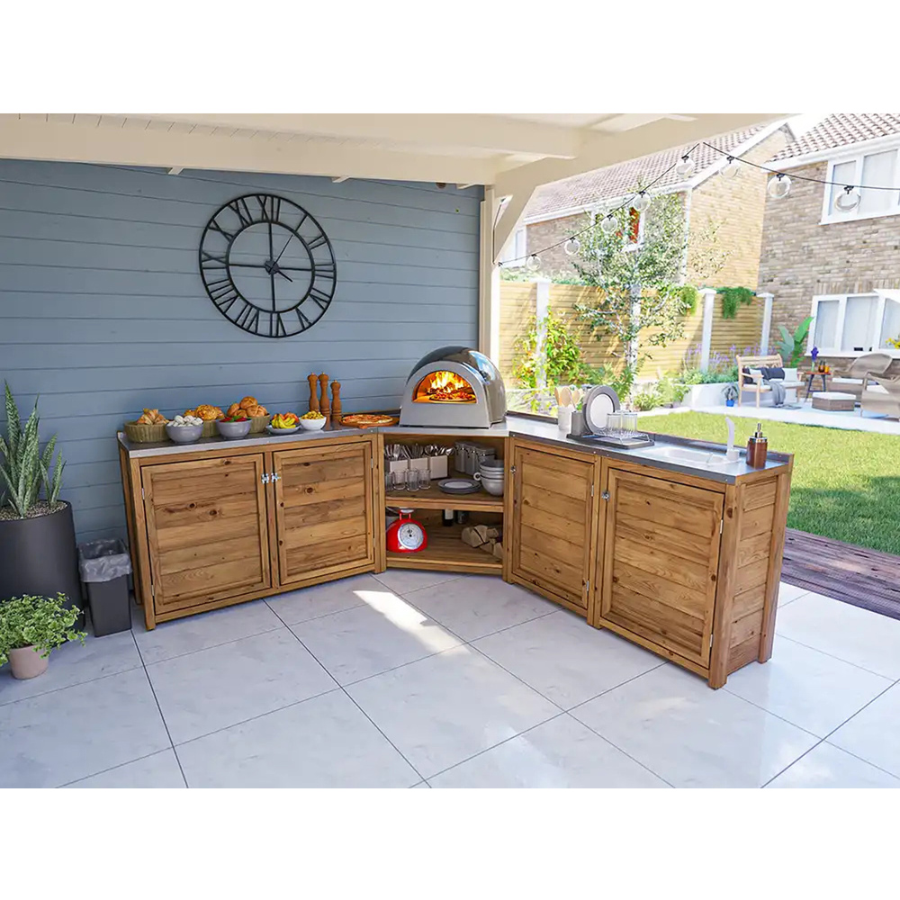 Dunster House 4 Door 2 Shelf Garden Kitchen Right Hand Sink Unit II with Stainless Steel Countertop Image 5