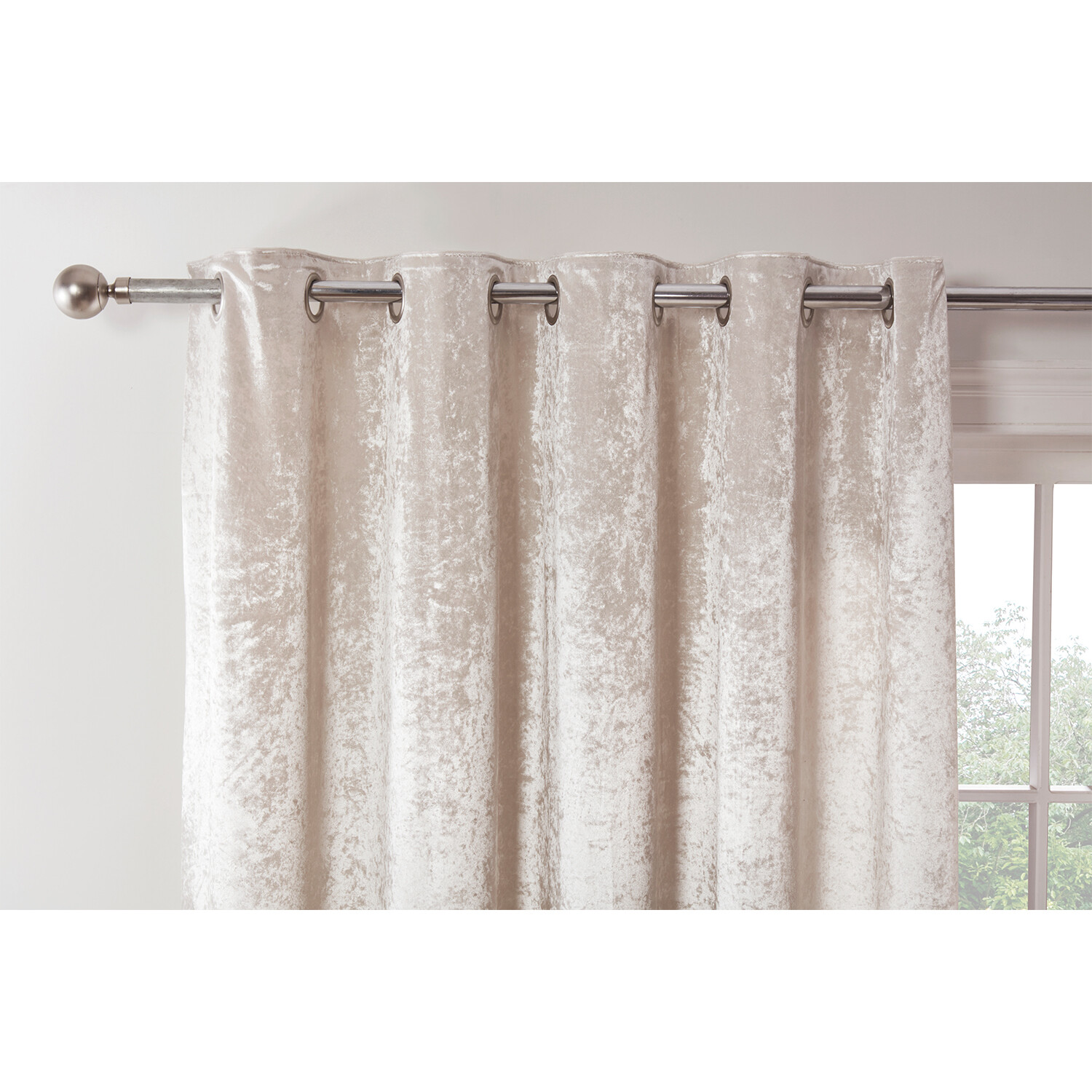 Divante Ivory Crushed Velvet Eyelet Curtains 168 x 229cm Image 7
