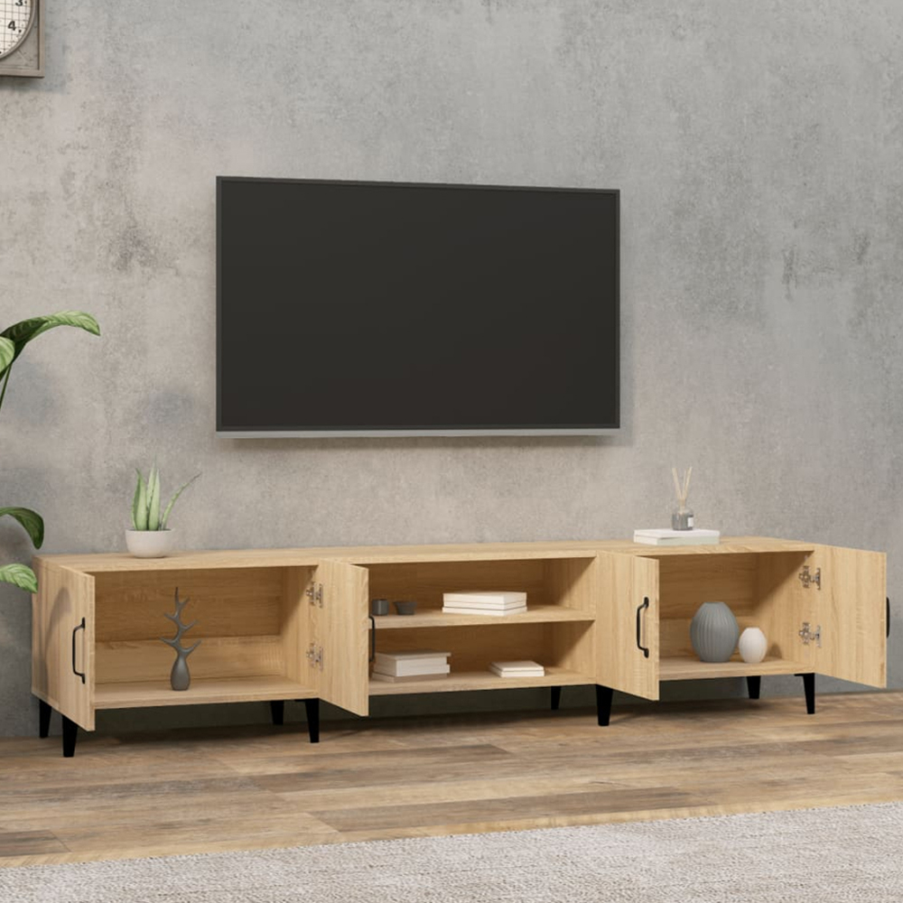 vidaXL 4 Door 2 Shelf Sonoma Oak Wide TV Cabinet Image 1