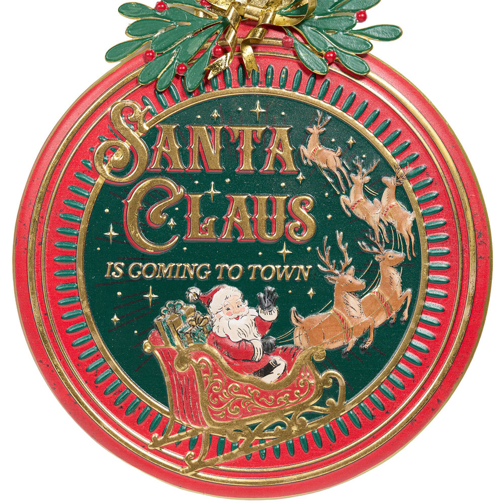 Vintage Santa Bauble Wall Art Image 2