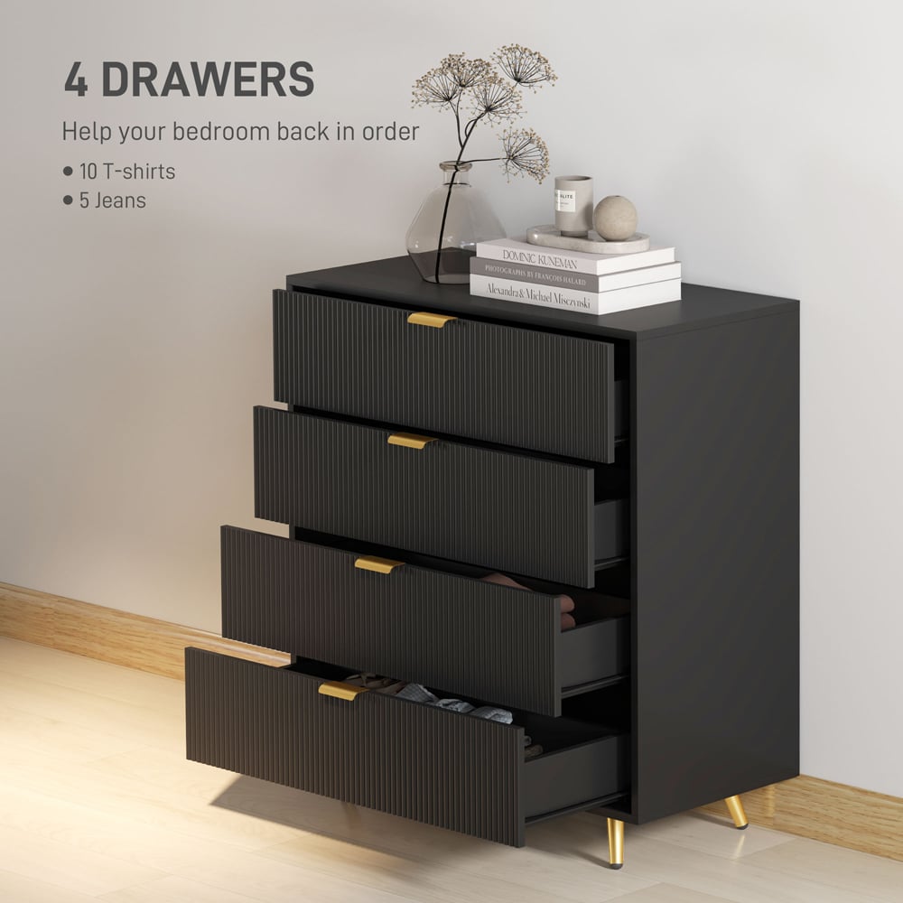 Portland 4 Drawer Black Chest of Drawers Image 7