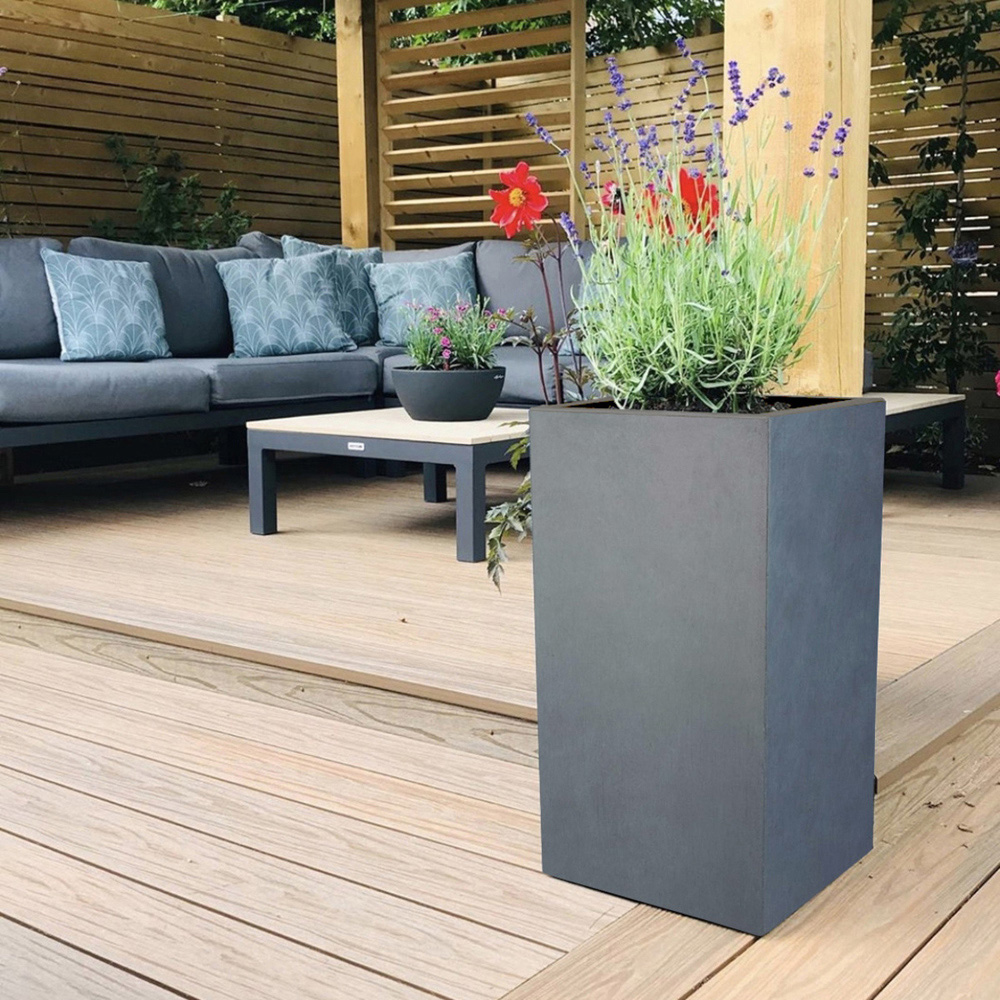 wilko Faux Lead Dark Grey Light Concrete Outdoor Planter 60cm Image 2