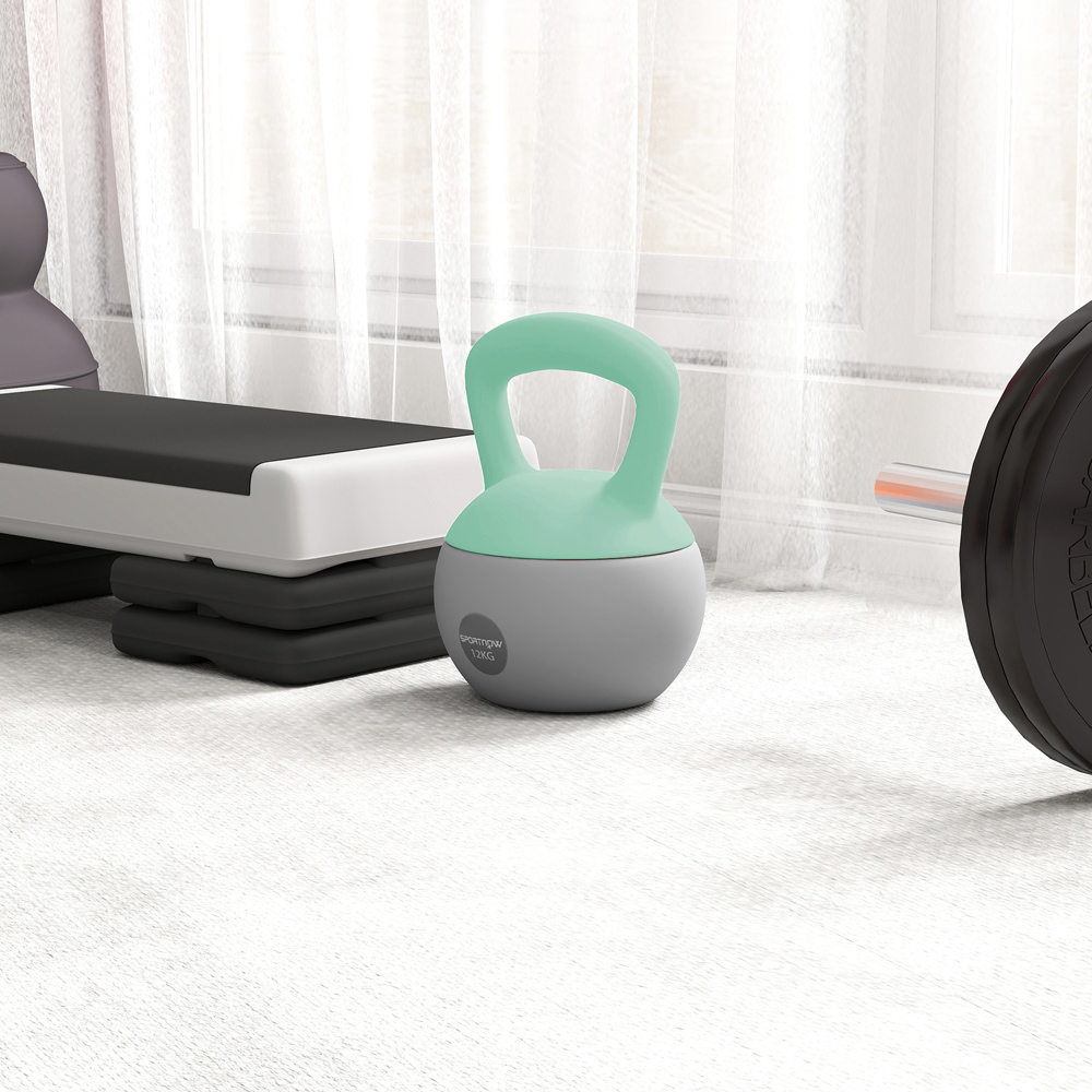 SPORTNOW Grey and Green Kettlebell with Soft Body and Non-Slip Handle 12kg Image 4