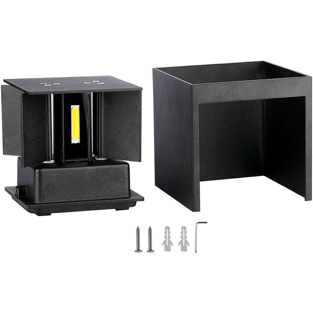 V-TAC Black Square Up and Down Warm White LED Outdoor Wall Light Image 5
