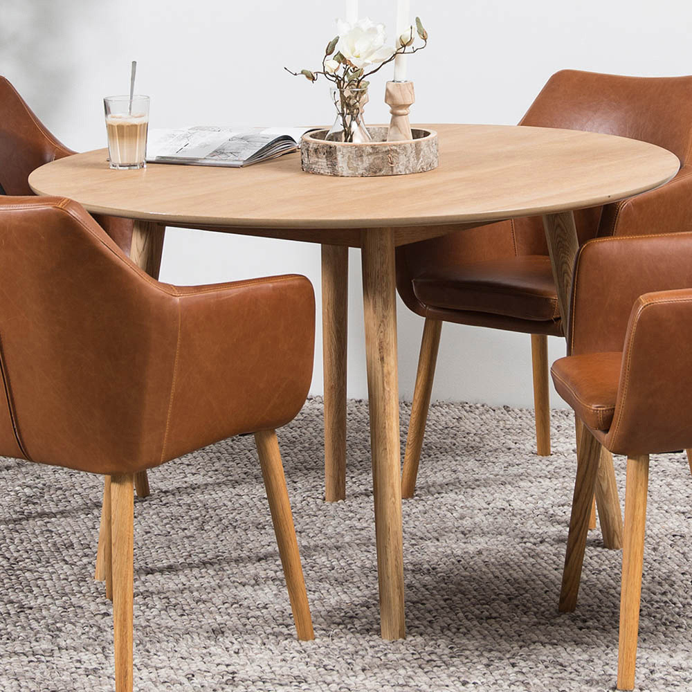 Florence Nagano 4 Seater Round Dining Table Oak Image 1