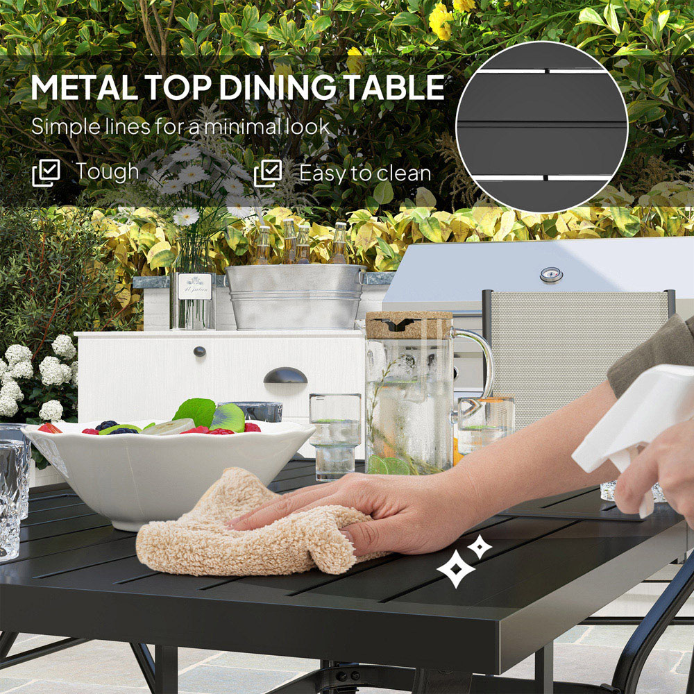 Outsunny 6 Seater Garden Dining Set Khaki Image 5