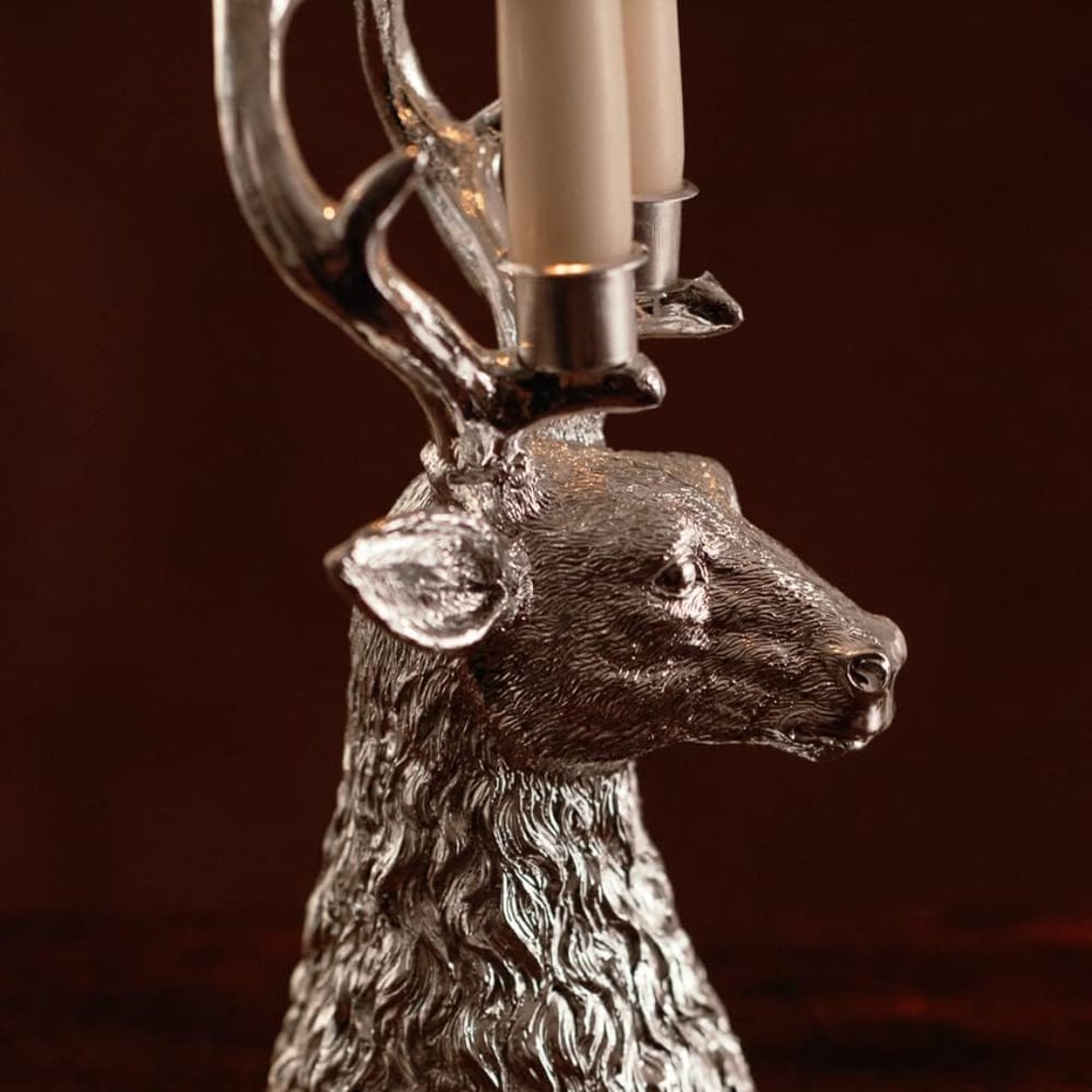 Marco Paul Silver Stag Reindeer Taper Candle Holder Image 4