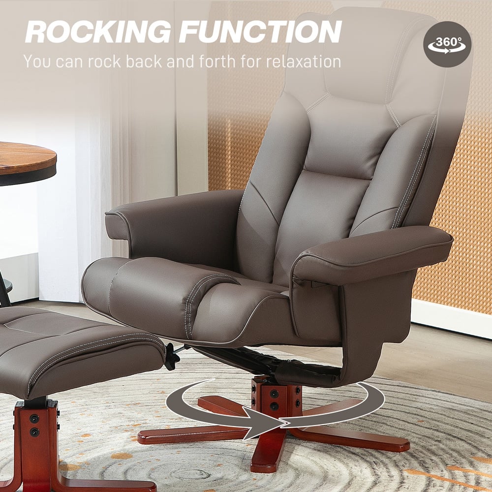 Portland Brown Recliner Armchair with Footstool Image 5