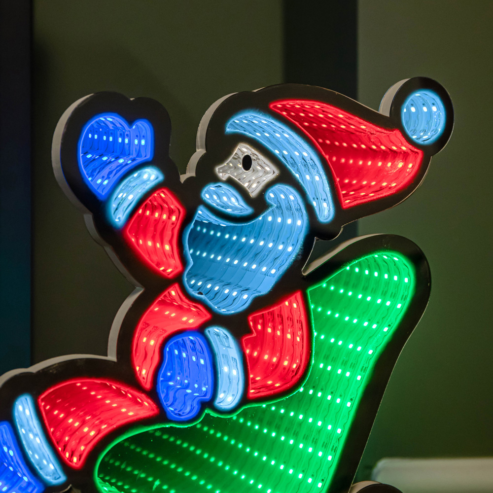 Samuel Alexander Multicolour Infinity LED Light Up Santa in Sleigh with Reindeer Image 5