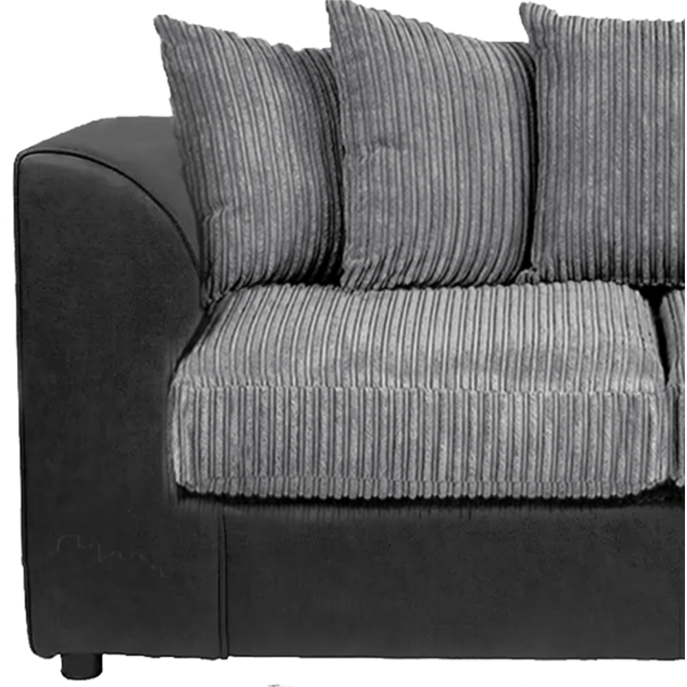 Luxor 2 Seater Black and Grey Jumbo Cord Scatter Back Sofa Image 3