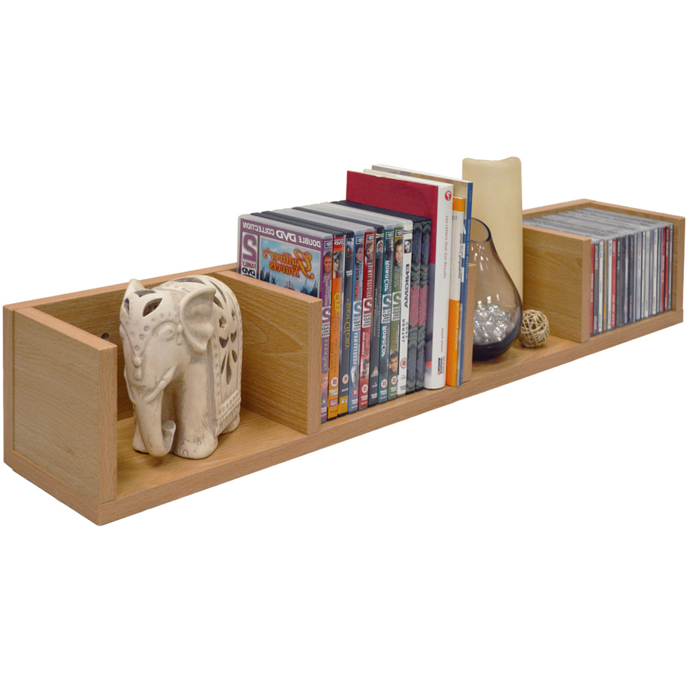 Watsons Virgo Beech CD and DVD Video Media Wall Storage Shelf Image 3