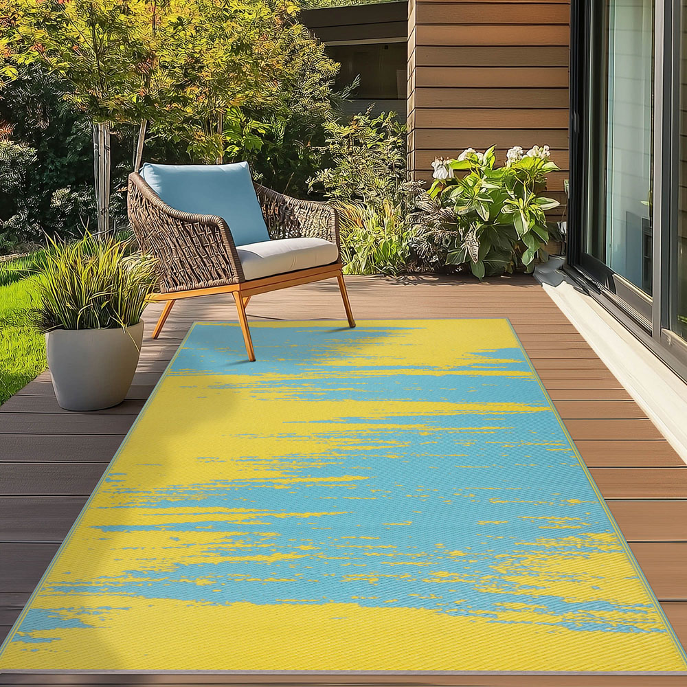 Green Decore Liza Aqua Blue and Yellow Outdoor Rug 120 x 180cm Image 8