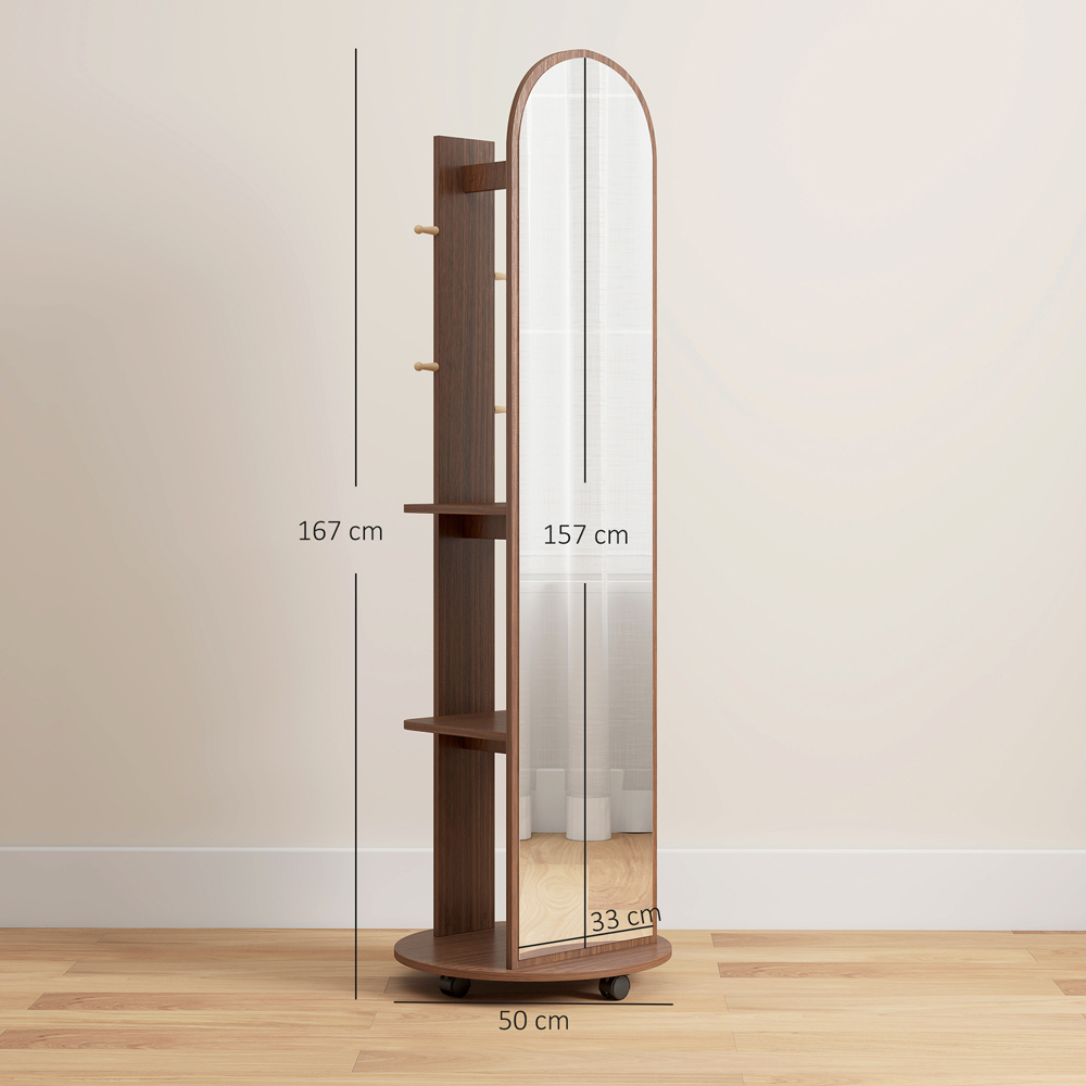 HOMCOM 2-in-1 Brown Full Length Mirror with Wheels Image 9
