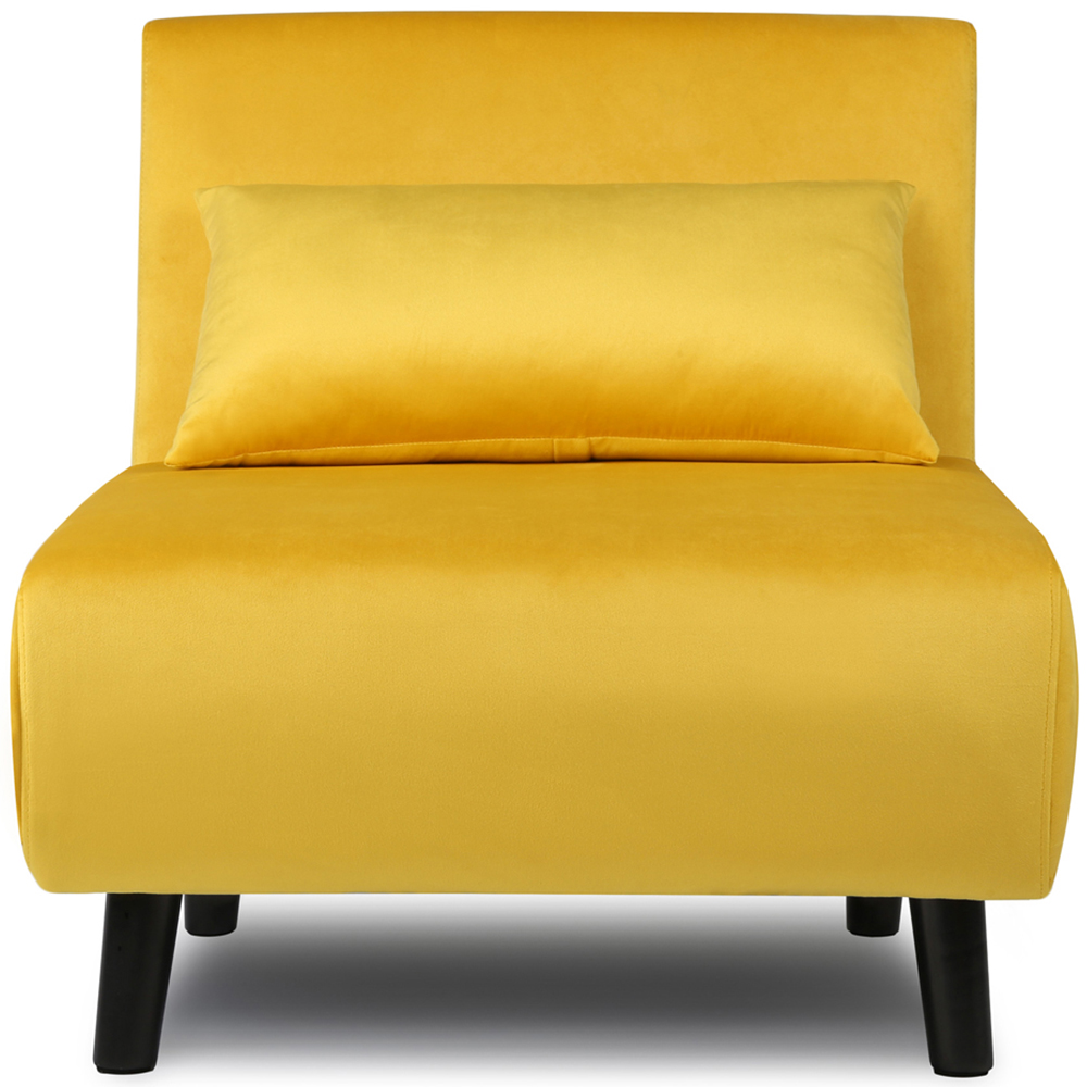 Aurora Single Seater Yellow Velvet Sofa Bed Image 3