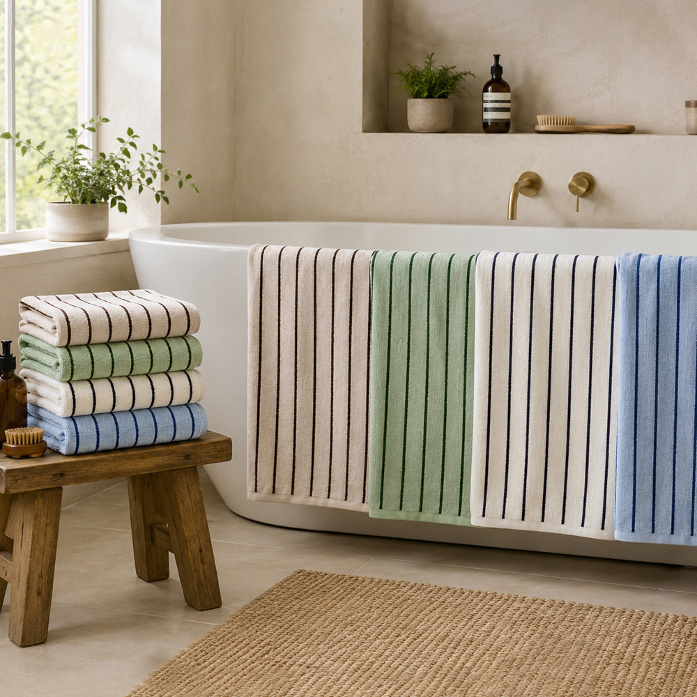 Allure Bath Fashions Sage and Dark Green Strand Striped Hand Towel 50 x 90cm 2 Pack Image 6