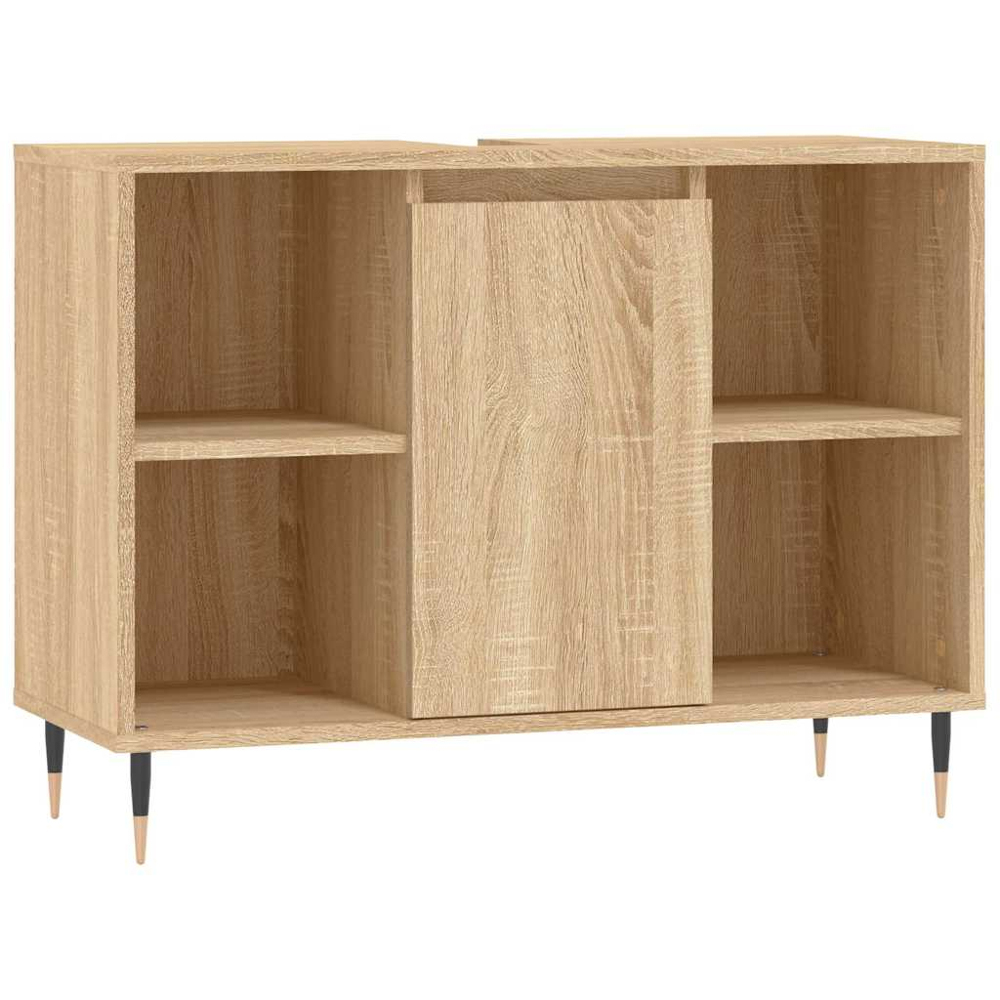 vidaXL Single Door 4 Shelf Sonoma Oak Bathroom Cabinet Image 2