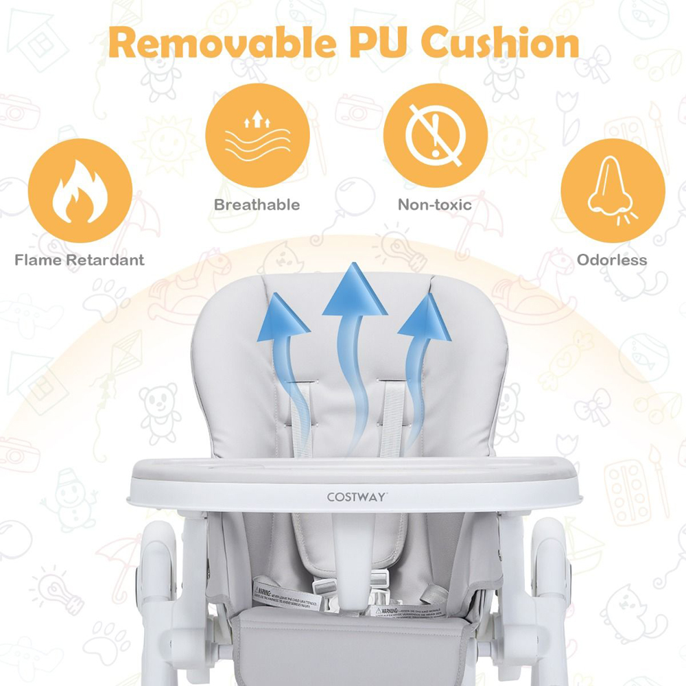 Costway Grey Folding Baby Highchair Image 7