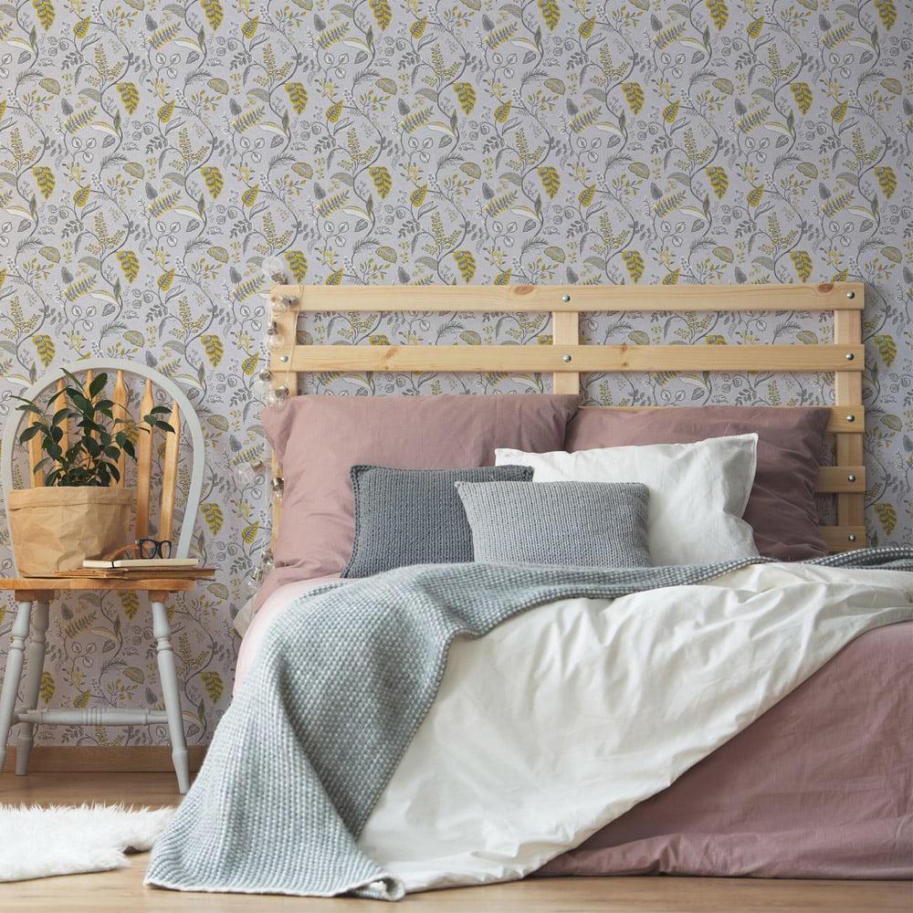 Boutique Kellie Yellow and Grey Wallpaper Image 3