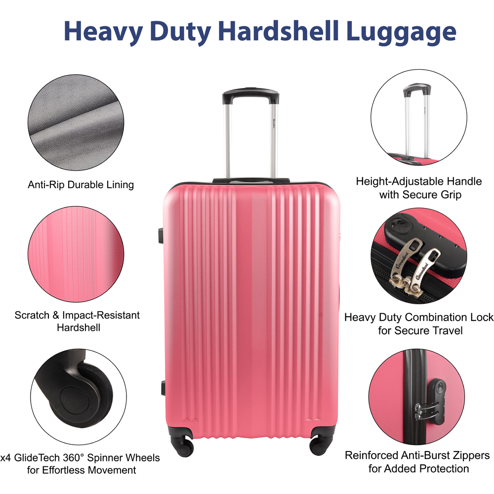 Groundlevel Delta Hard Shell Set of 3 Pink XL Luggage Suitcase Image 3