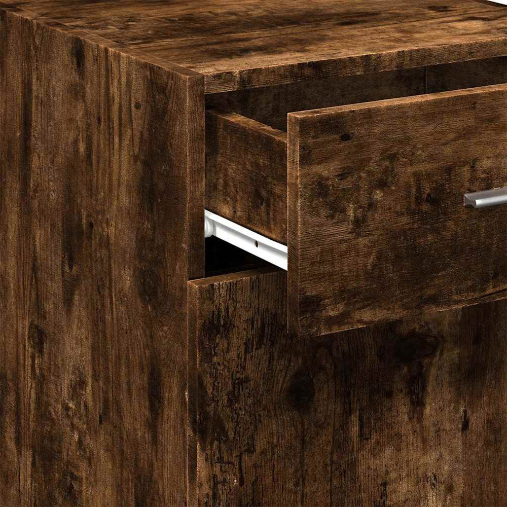 vidaXL Single Door Single Drawer Smoked Oak Sideboard Image 3