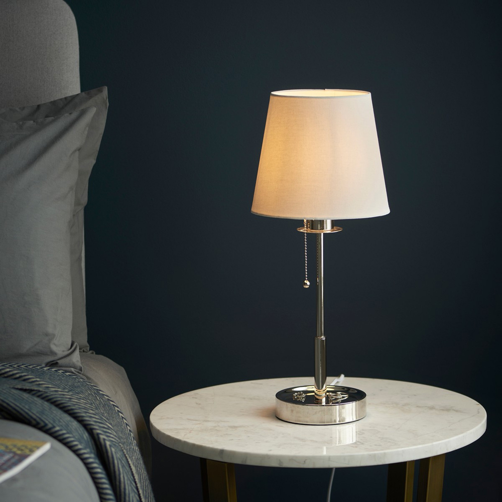 Merano Florence White and Bright Nickel Vintage Table Lamp Image 2