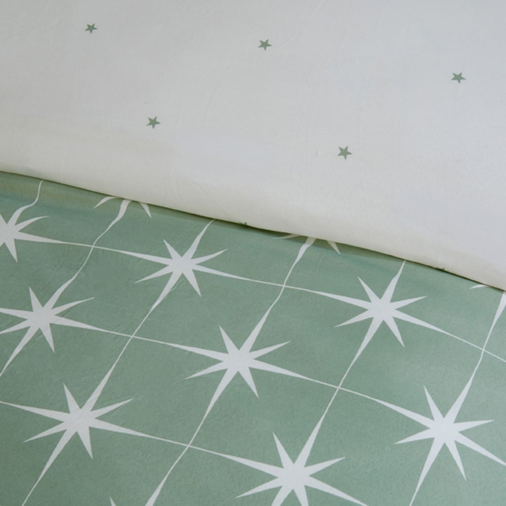 Serene Northern Stars King Size Green Microfibre Fabric Duvet Set Image 3