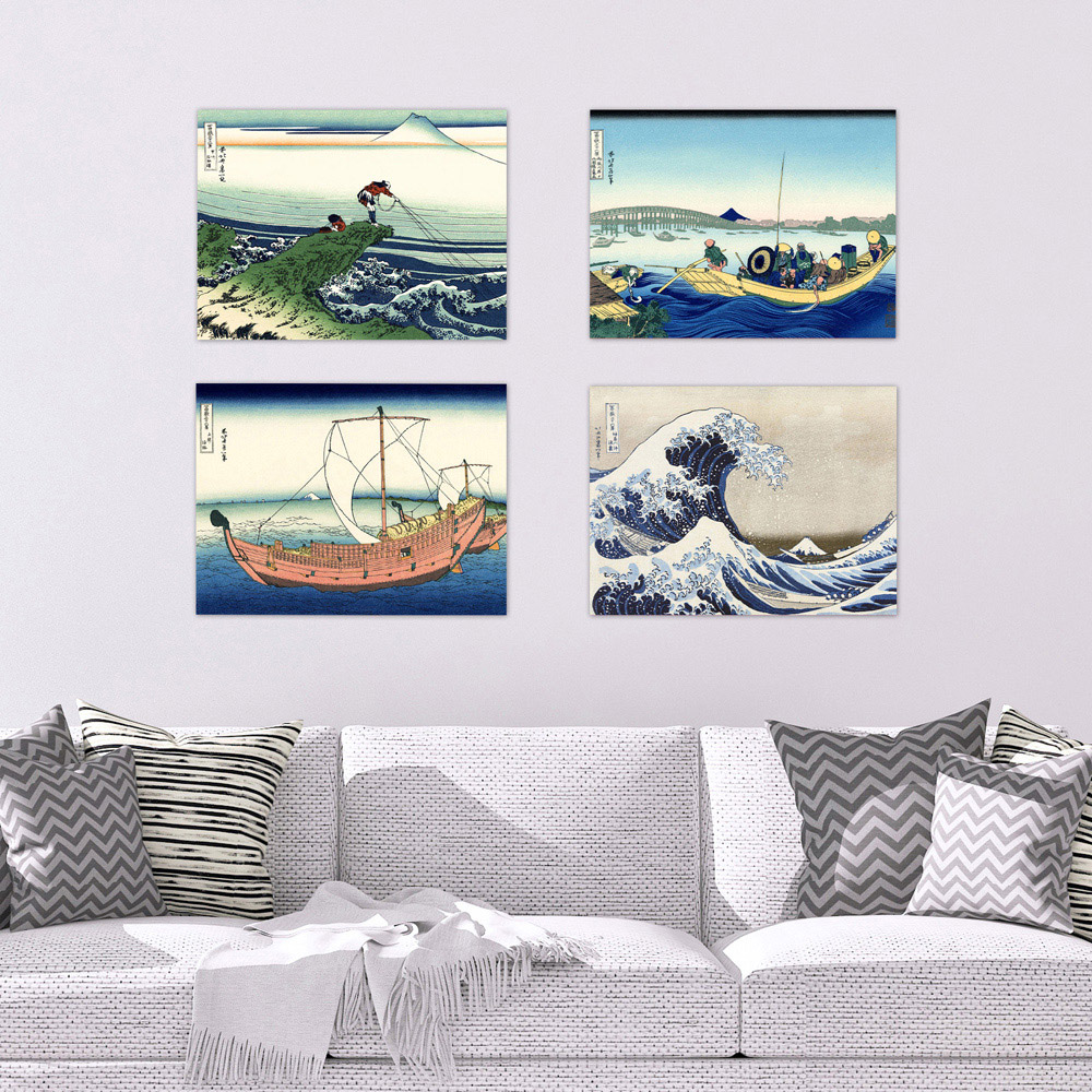 Artery8 Hokusai Views Mount Fuji Great Wave Kanagawa Wall Art Print 30 x 41cm 5 Pack Image 2