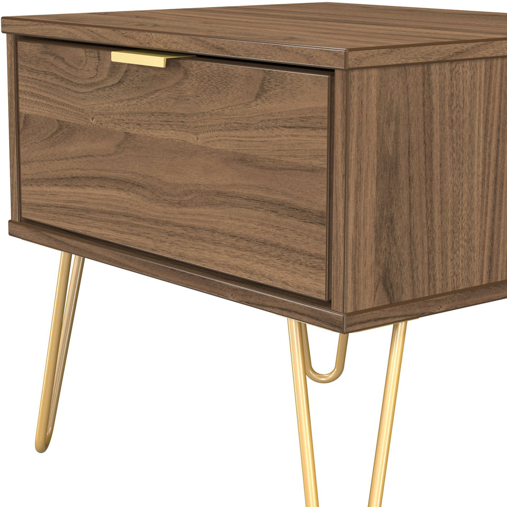 Crowndale Hong Kong Single Drawer Carini Walnut Side Table Ready Assembled Image 5