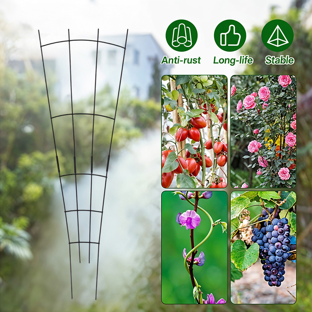 Living and Home Black Metal Fan Shape Climbing Plant Trellis 82cm 4 Pack Image 5